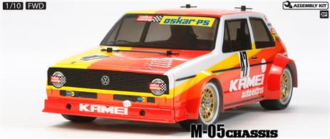 The Volkswagen Golf Mk.1 was a well-known machine of European touring car racing. The Kamei-sponsored car with its distinctive livery ran in the low-modification Group 2 class of its day. 