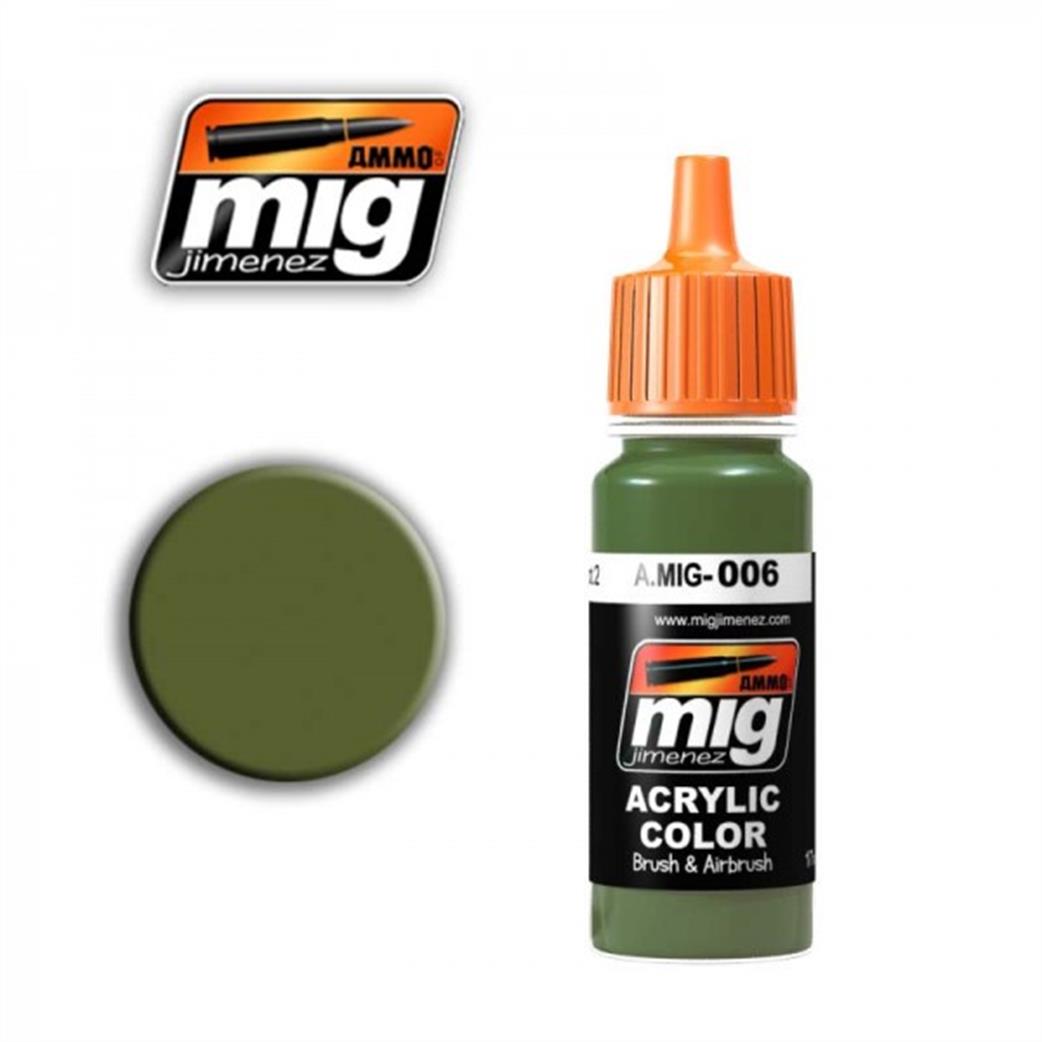 Ammo of Mig Jimenez  A.MIG-006 006 Graugrun Opt 2 RAL 7008 Acrylic Paint