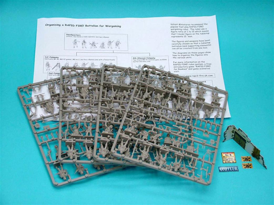 Valiant Miniatures 1/72 VM002 German Infantry WWII 68 Unpainted Plastic Figures