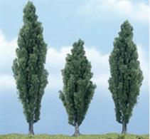 Woodland Scenics Poplar Premium Trees 3 1/2 - 4 1/2in Pack of 3 TR1611Woodland Scenics premium trees are carefully sculpted to replicate the distictive features of each tree. The model tree is identifiable by trunk, branch and foliage. Ideal for foreground and feature locations.A tall, fast-growing, deciduous tree that is planted side-by-side, primarily for privacy along fencerows.One each at 4¾, 4¼ and 3½in (120, 105 and 90mm) tall.
