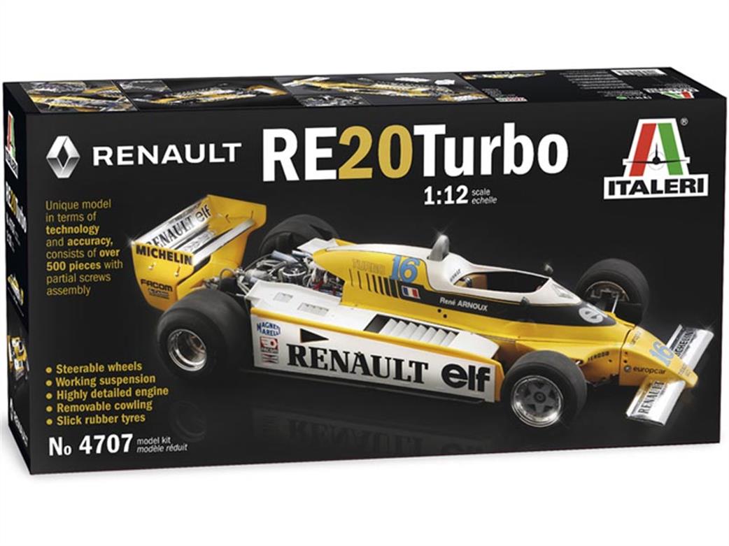 Italeri 1/12 4707 Renault RE23 Turbo F1 Formula One Race Car Kit