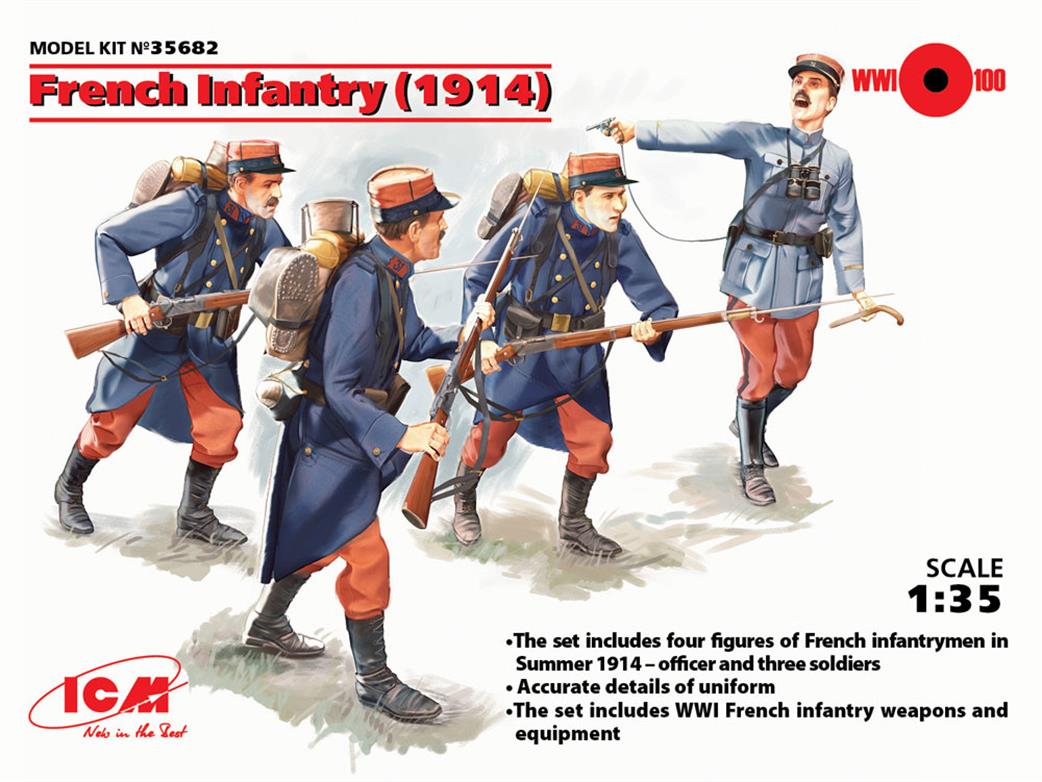 ICM 1/35 35682 WWI French Infantry (1914) 4 Figures