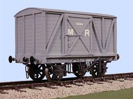 A plastic kit to build a model of the Midland Railway 8-Ton box van. Some of these distinctive short length vans survived into the British Railways era.