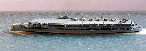 A 1/1250 scale metal model of HMS Furious in use as an aircraft transport by Navis Neptun 1117.