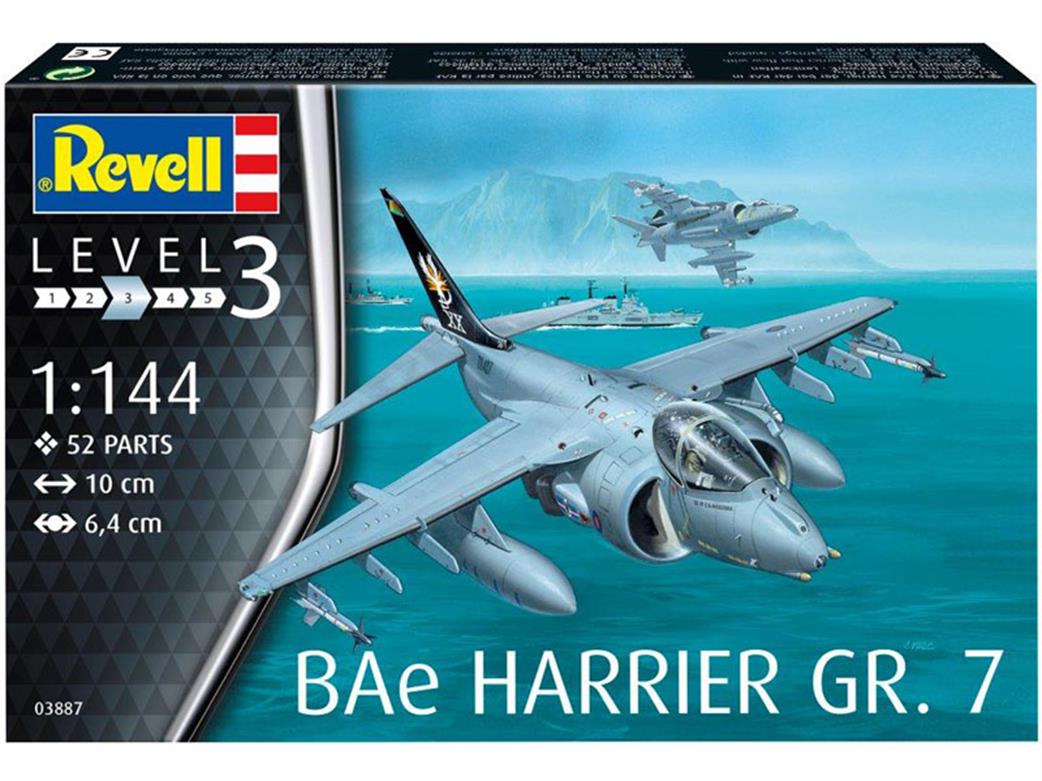 Revell 1/144 03887 Bae Harrier GR7 VTOL Attack Aircraft Kit