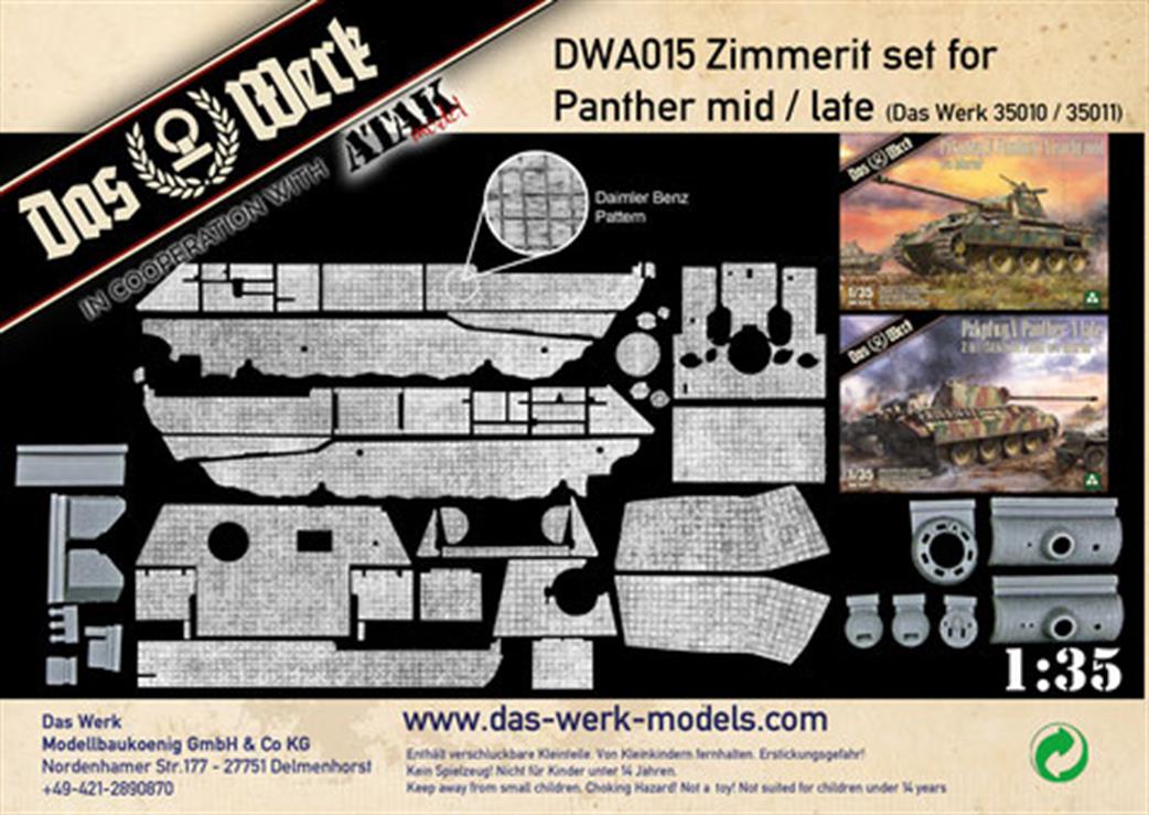 Das Werk 1/35 DWA015 Zimmerit Set For Panther A Mid/Late