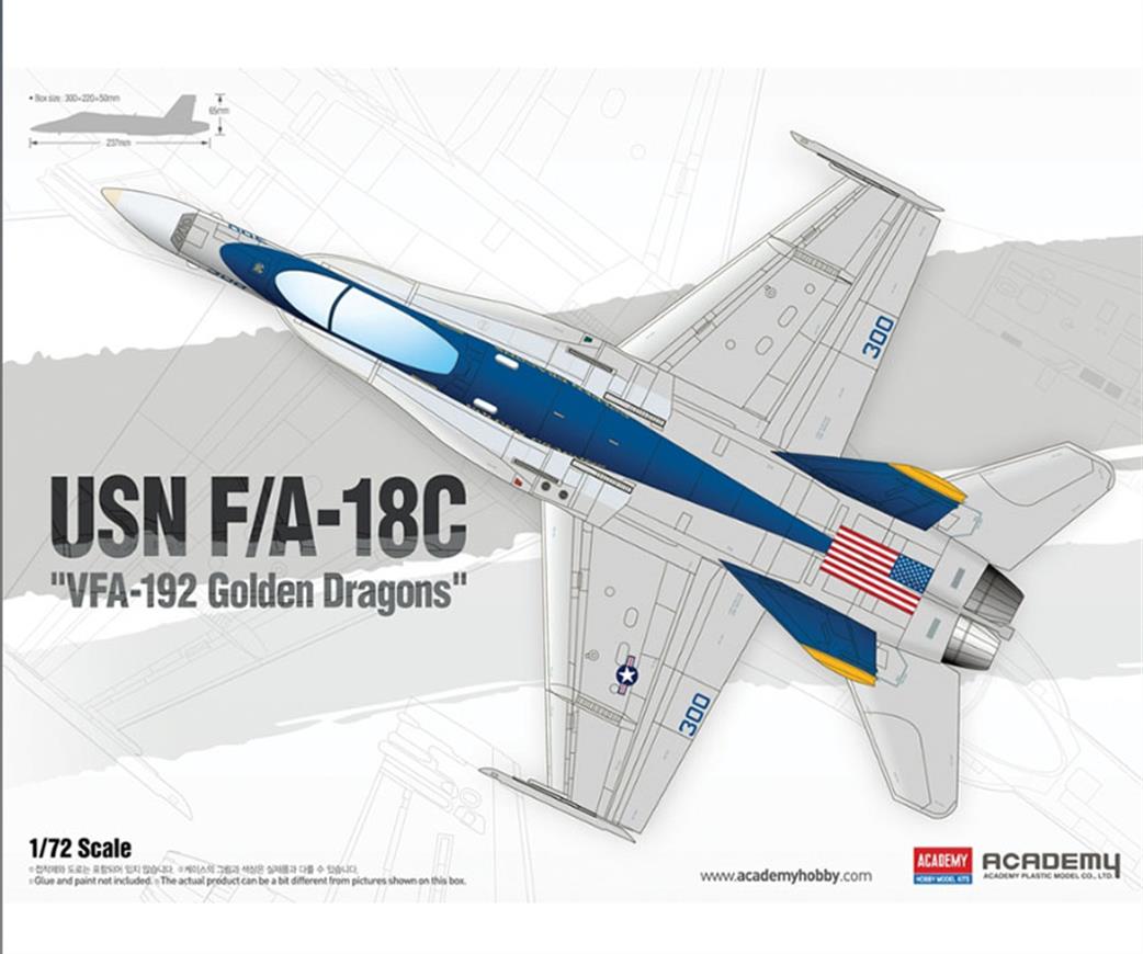 Academy 1/72 12564 F/A-18C Hornet Golden Dragons Attack Fighter Plastic Kit