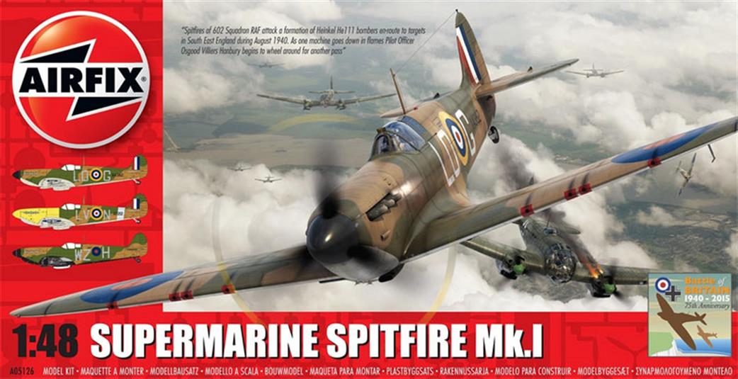 Airfix 1/48 A05126 Supermarine Spitfire Mk1 WW2 Fighter Aircraft Kit