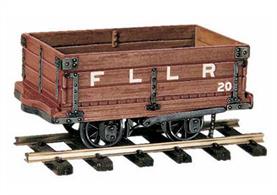 Model kit of a narrow gauge open mineral wagon with drop sides.Wagons to this style were used by the Glyn Valley Tramway.