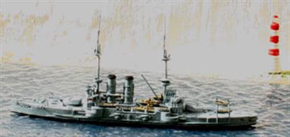 A 1/1250 scale metal model of HMS Duncan a pre-Dreadnought battleship by Navis Neptun 116N