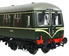 Constructed by Sheffield train builders Cravens in response to BR orders for diesel multiple units the class 105 units had a distinctive 2-window front end. The Cravens were quickly pressed into suburban service around London, a service for which the design had not been intended, but proved highly successful. Although the design was not perpetuated Cravens built a quality product and the units ran into the 1980s, outlasting many other builders' trains. One 2-car set is preserved, having delivered many more years of reliable service in preservation and with a secure future ahead.This model is painted in the original DMU green livery with speed whisker nose stripes.