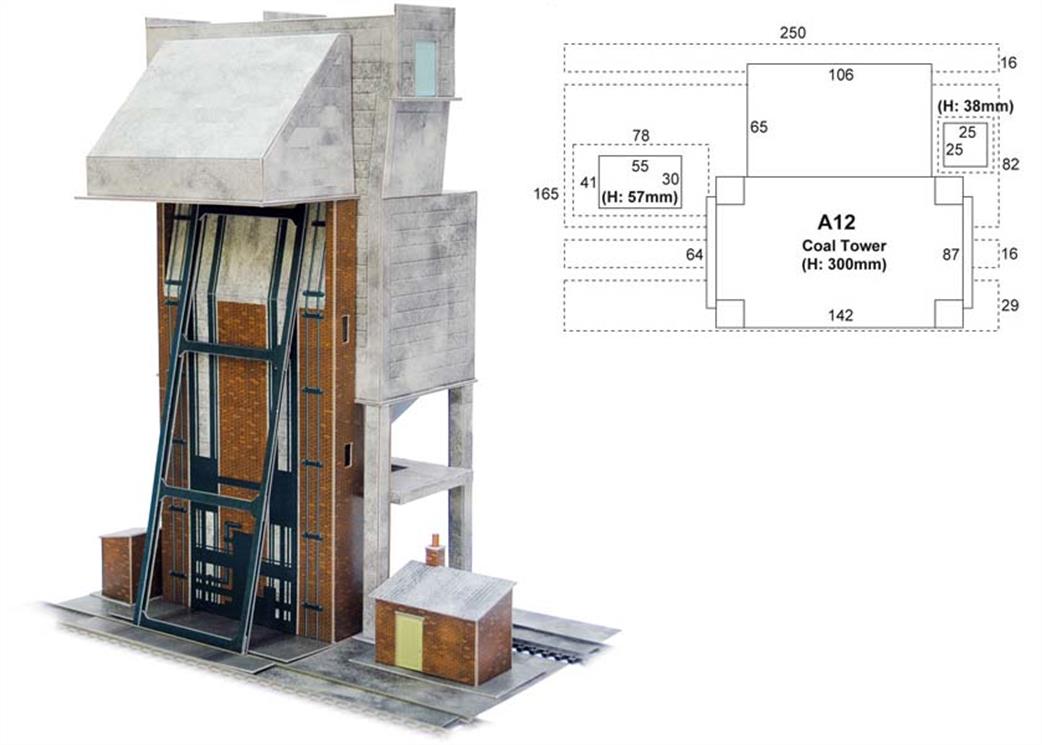 Superquick OO A12 Concrete Coaling Tower Card Kit