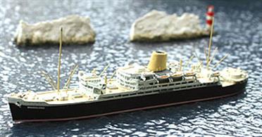 A 1/1250 scale metal, assembled and painted model of Magdalena which was sunk returning from its maiden voyage.