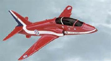 Corgi showcase size model of the famous RAF Red Arrows BAe Hawk aircraft. Painted in the RAF display teams' flame red colours, 