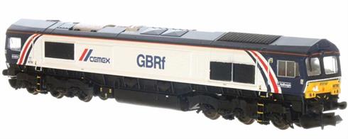 Detailed model of GBRf class 66 66780 painted in Cemex livery.