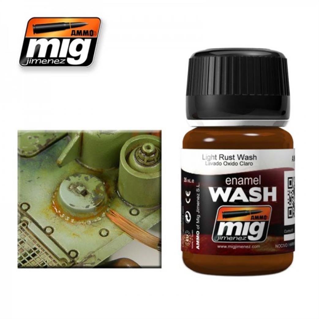 Ammo of Mig Jimenez  A.MIG-1004 Light Rust Enamel Weathering Wash 35ml Jar