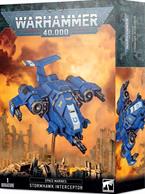 This multi-part plastic kit contains all the components necessary to assemble one Stormhawk Interceptor, ruler of the skies and destroyer of the Imperium’s flying enemies.Supplied with a transfer sheet, one Citadel 120mmx92mm Oval base and a flying stem.